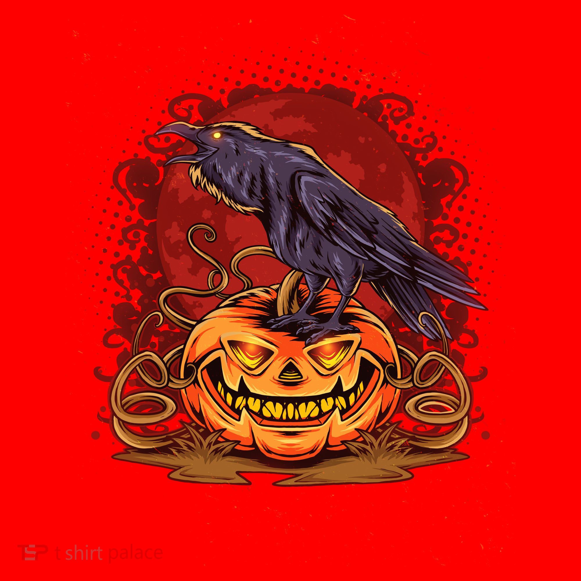 Spooky Halloween Raven Crow Jacklantern Pumpkin Santa Hat