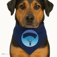Skydiving Hobby Silhouette USA-Made Doggie Bandana thumb 1