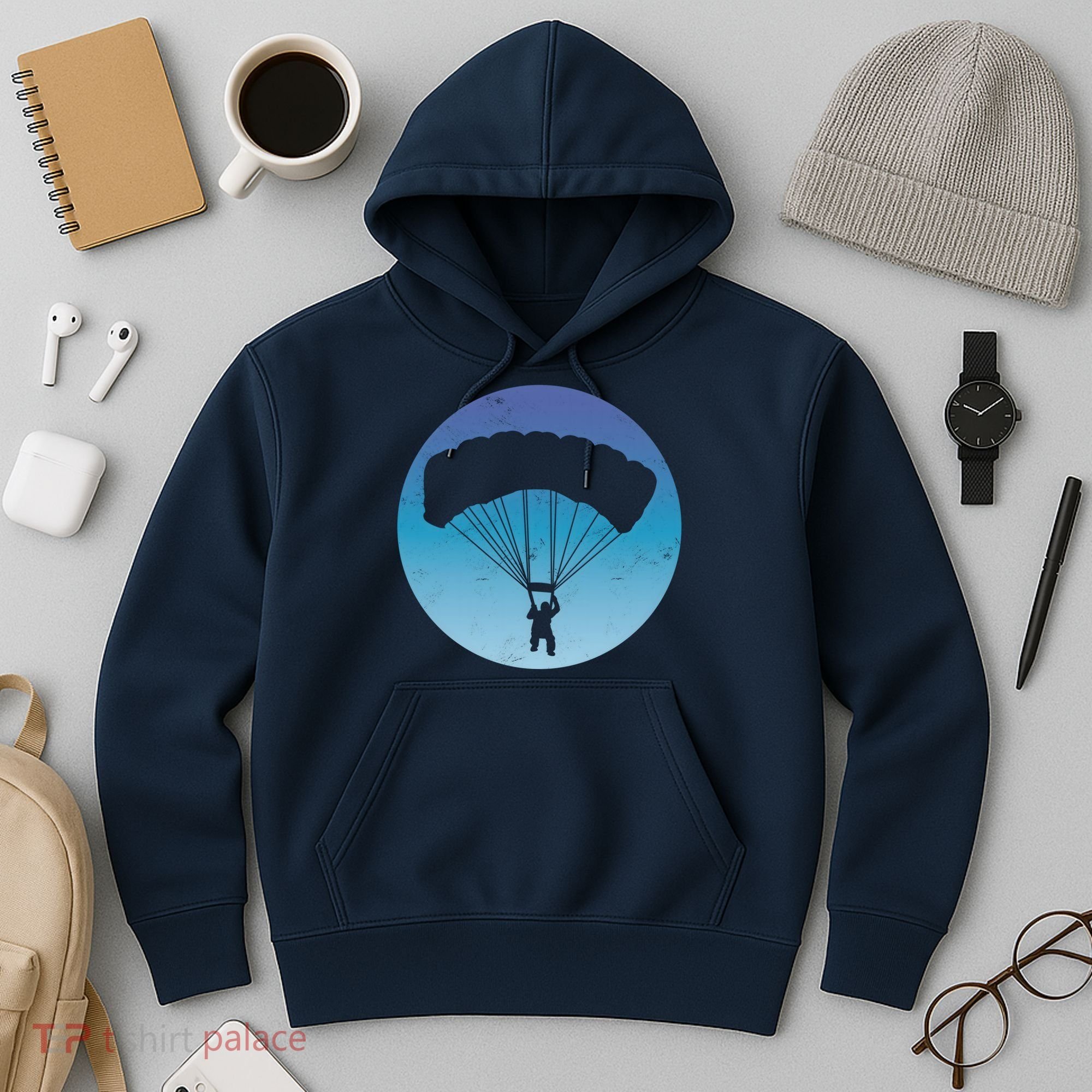 Skydiving Hobby Silhouette Hoodie