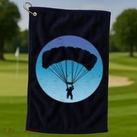 Skydiving Hobby Silhouette Golf Towel thumb 1