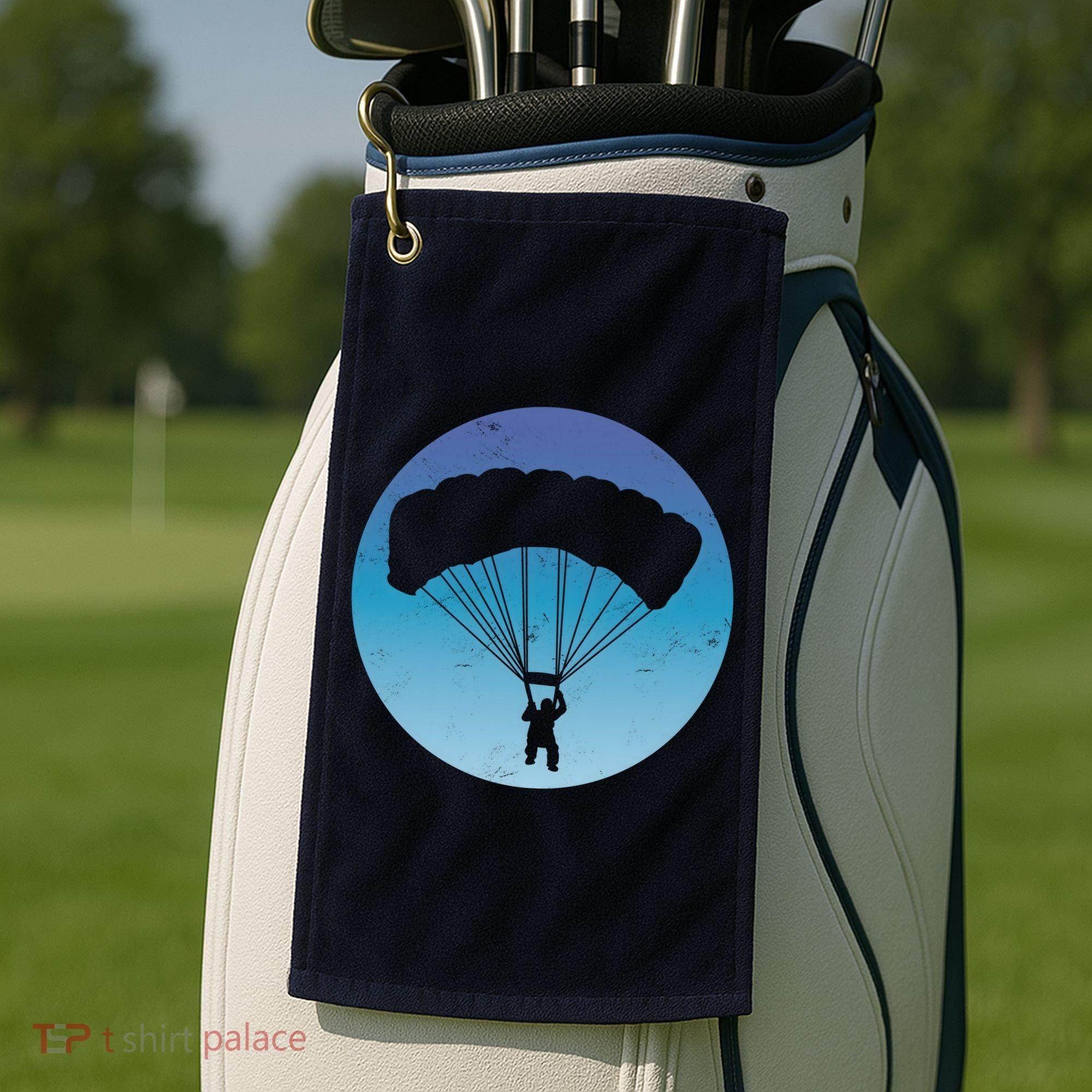 Skydiving Hobby Silhouette Golf Towel