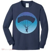 Skydiving Hobby Silhouette Kids Long Sleeve Shirt thumb 0
