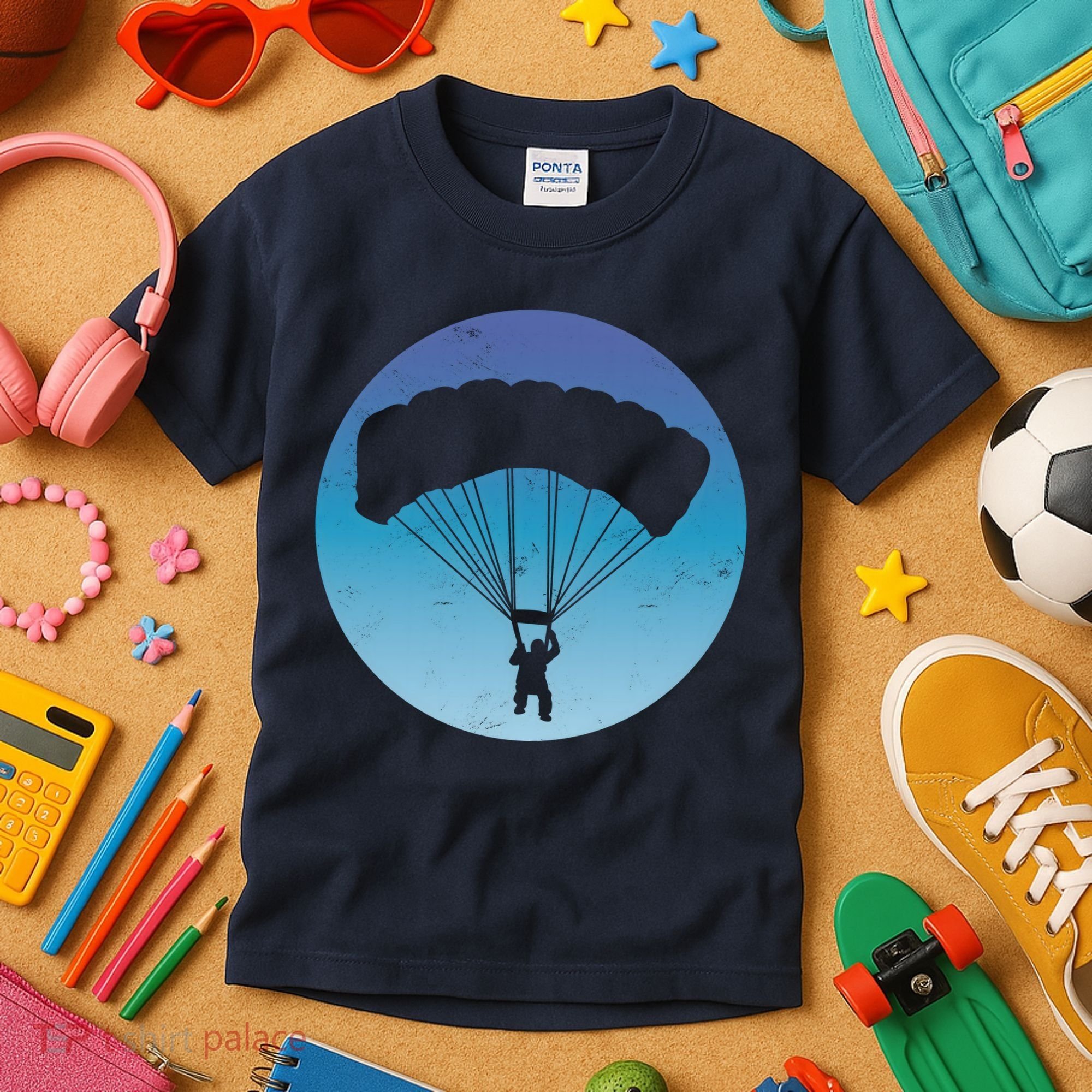 Skydiving Hobby Silhouette Kids T-Shirt