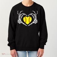 Softball Heart Skeleton Hand Halloween Costume Great Gift Women's Sweatshirt thumb 0