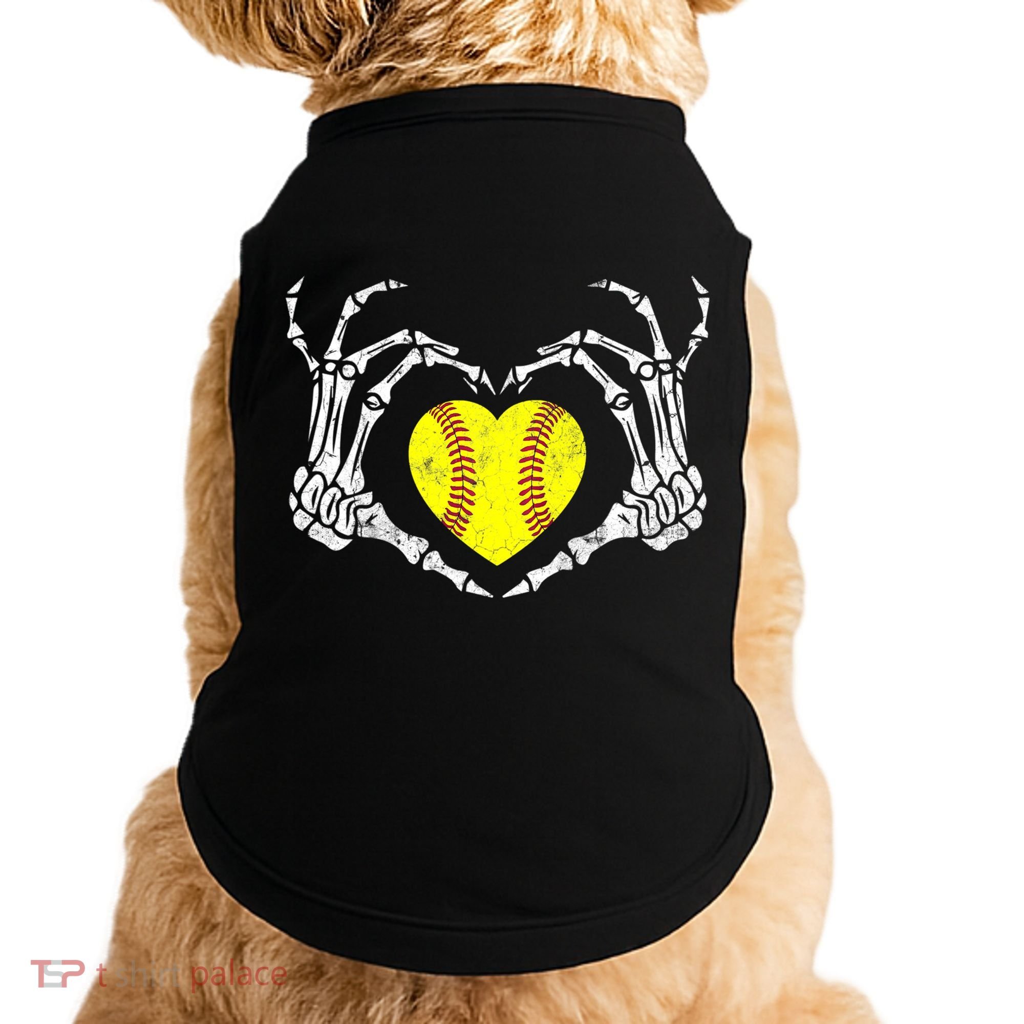 Softball Heart Skeleton Hand Halloween Costume Great Gift Doggie Tank