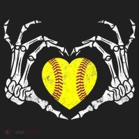 Softball Heart Skeleton Hand Halloween Costume Great Gift Hat thumb 2