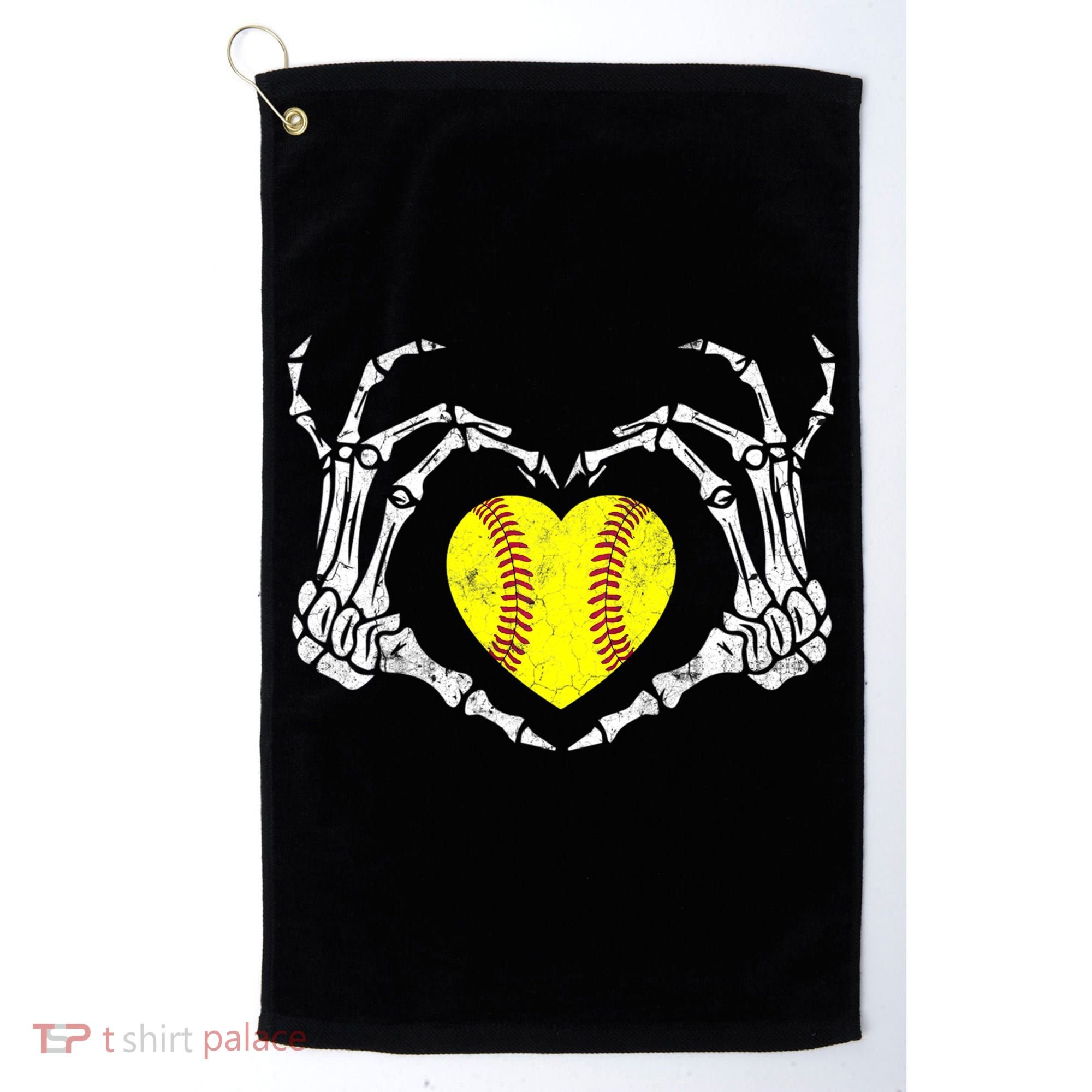 Softball Heart Skeleton Hand Halloween Costume Great Gift Golf Towel