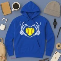 Softball Heart Skeleton Hand Halloween Costume Great Gift Hoodie thumb 3