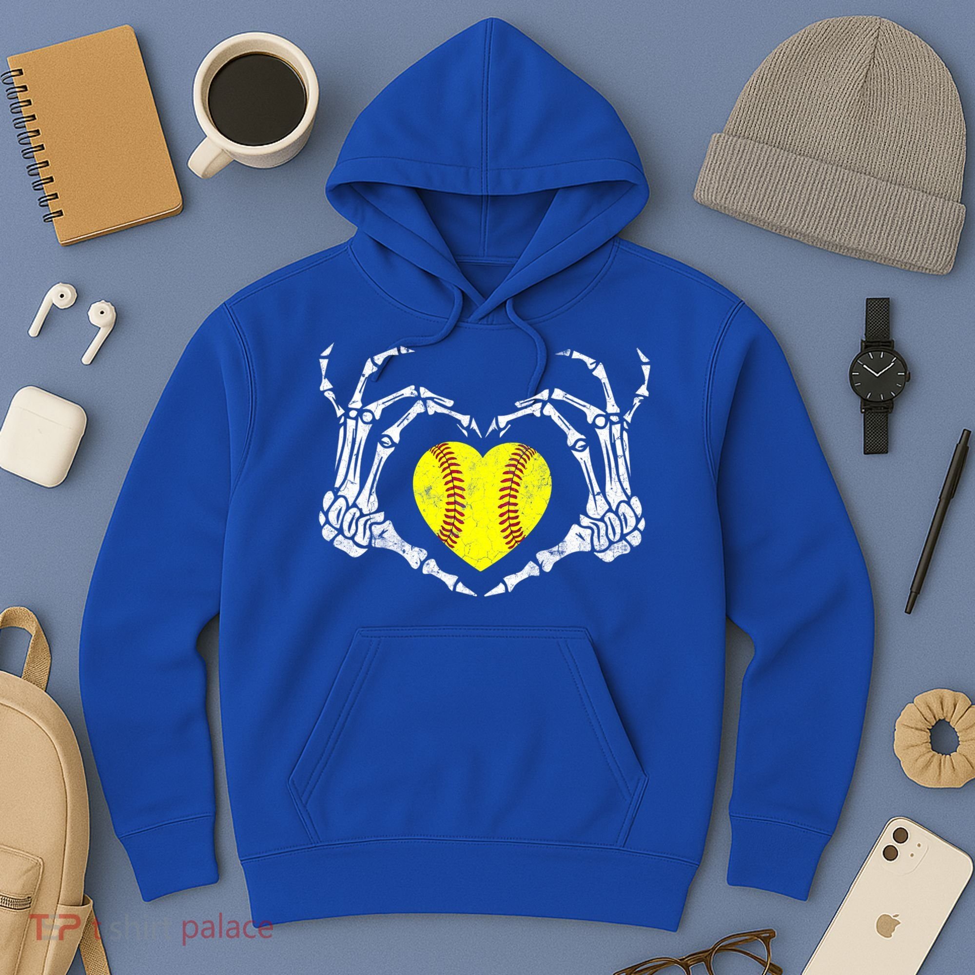 Softball Heart Skeleton Hand Halloween Costume Great Gift Hoodie