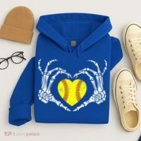 Softball Heart Skeleton Hand Halloween Costume Great Gift Hoodie thumb 4