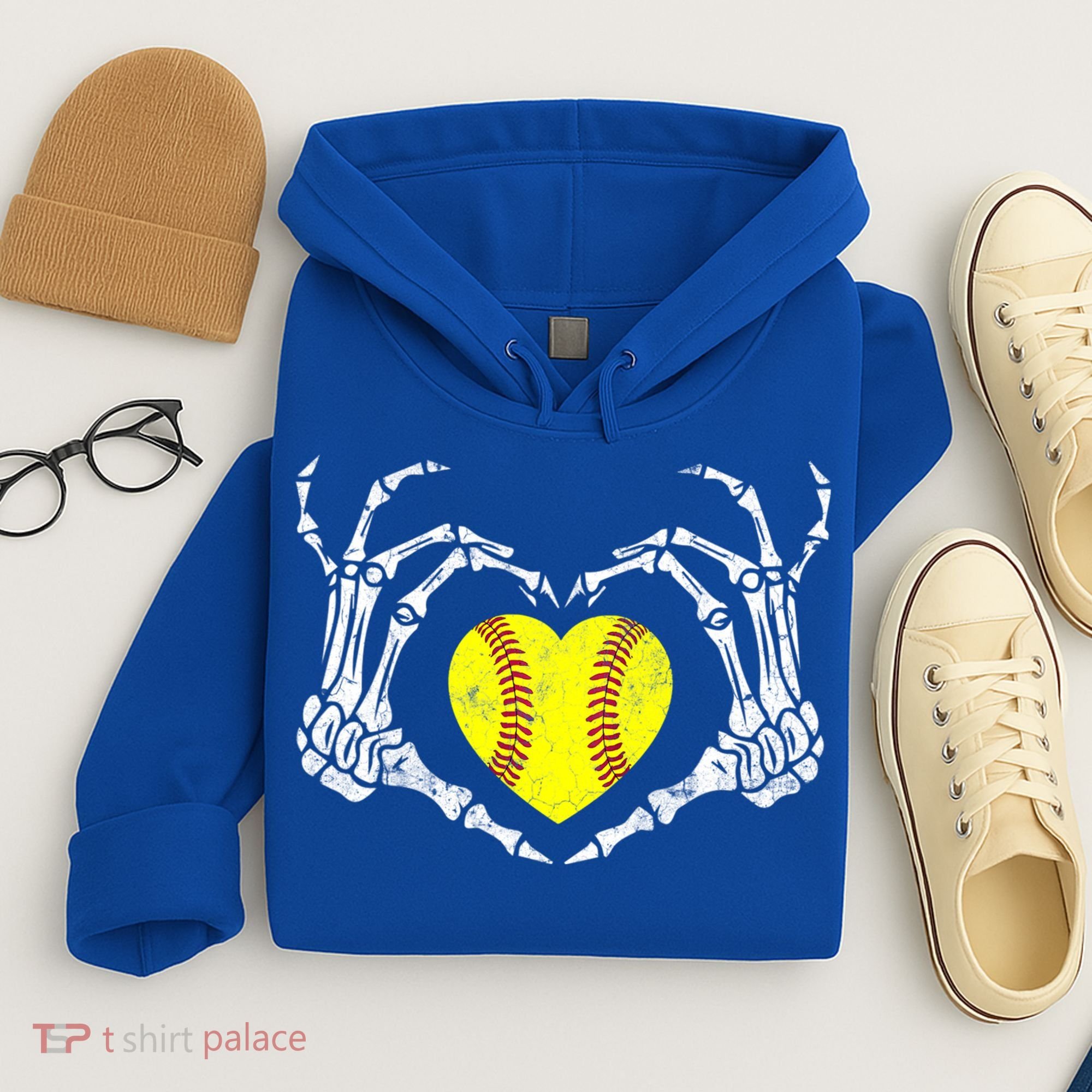 Softball Heart Skeleton Hand Halloween Costume Great Gift Hoodie