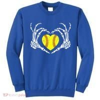Softball Heart Skeleton Hand Halloween Costume Great Gift Sweatshirt thumb 0