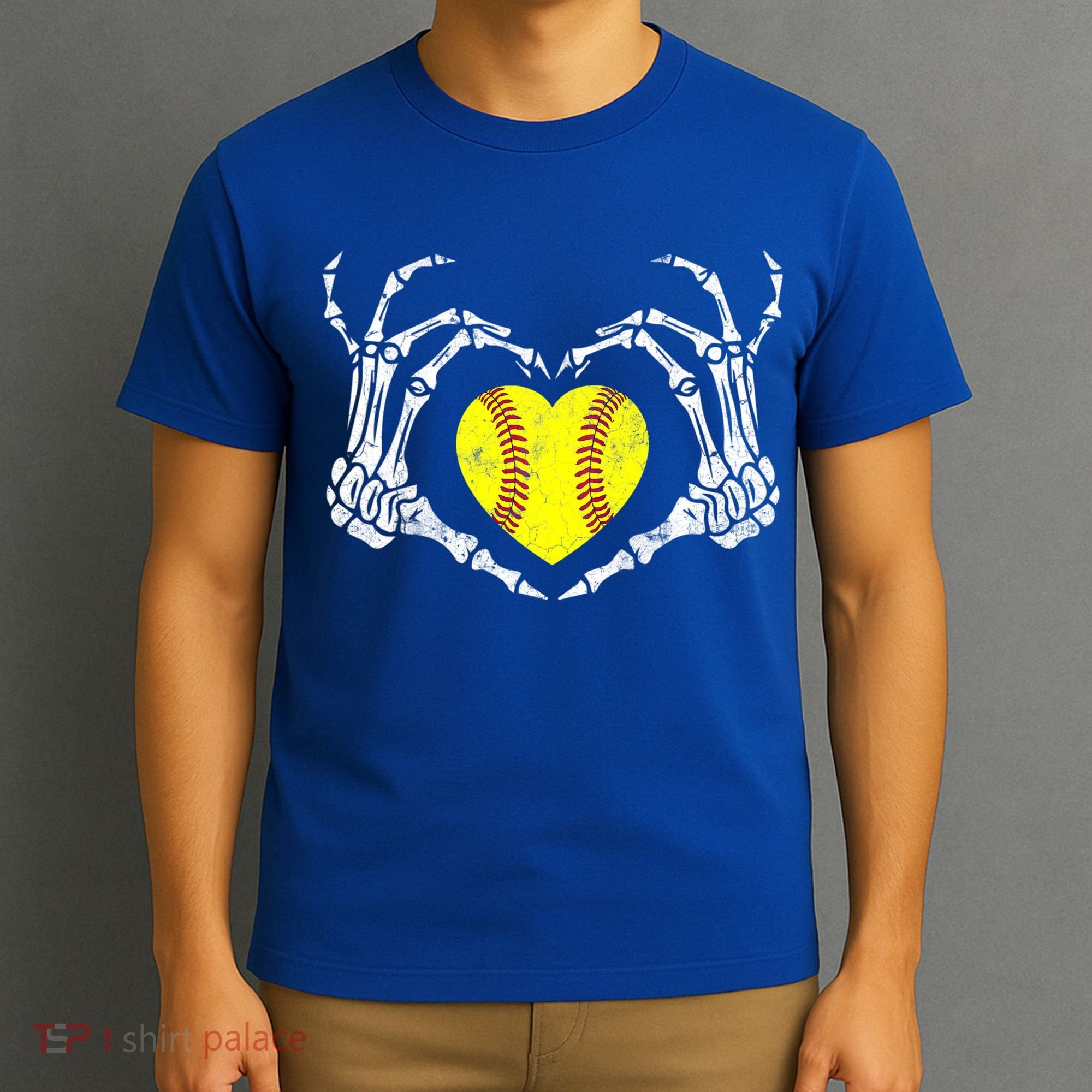 Softball Heart Skeleton Hand Halloween Costume Great Gift T-Shirt
