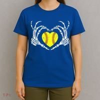Softball Heart Skeleton Hand Halloween Costume Great Gift T-Shirt thumb 4