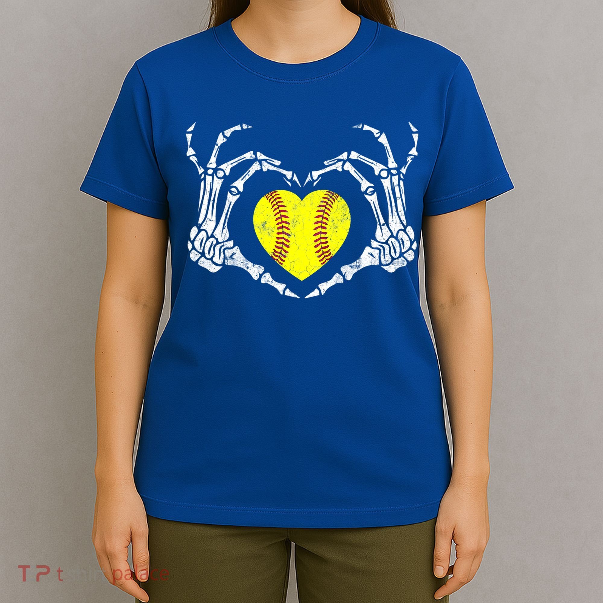 Softball Heart Skeleton Hand Halloween Costume Great Gift T-Shirt