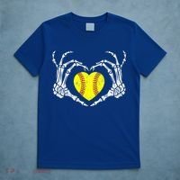 Softball Heart Skeleton Hand Halloween Costume Great Gift T-Shirt thumb 5