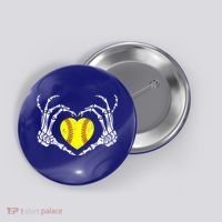 Softball Heart Skeleton Hand Halloween Costume Great Gift Button thumb 0