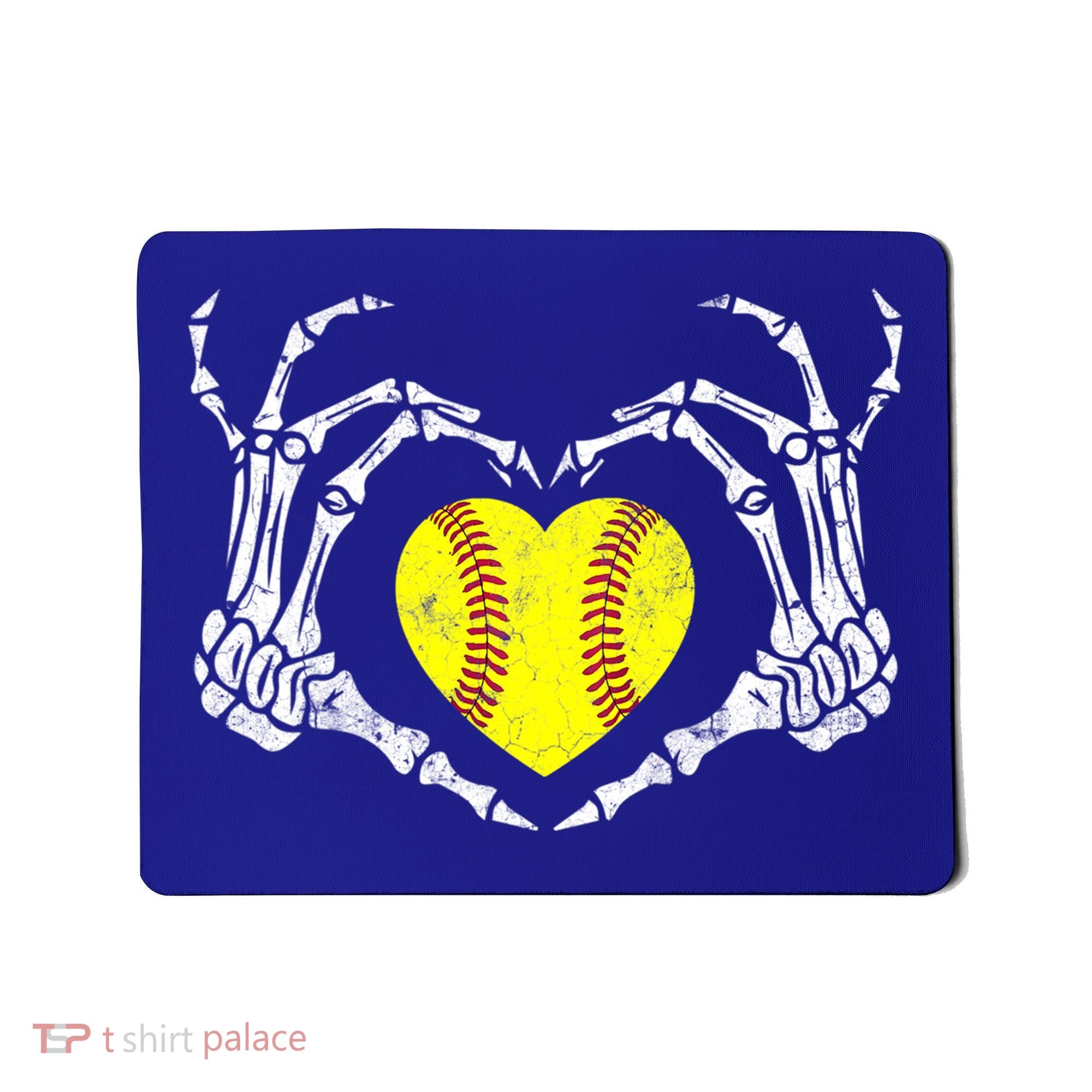 Softball Heart Skeleton Hand Halloween Costume Great Gift Mousepad