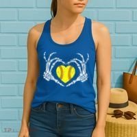 Softball Heart Skeleton Hand Halloween Costume Great Gift Women's Tank Top thumb 2