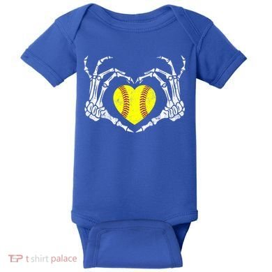 Softball Heart Skeleton Hand Halloween Costume Great Gift Baby Bodysuit