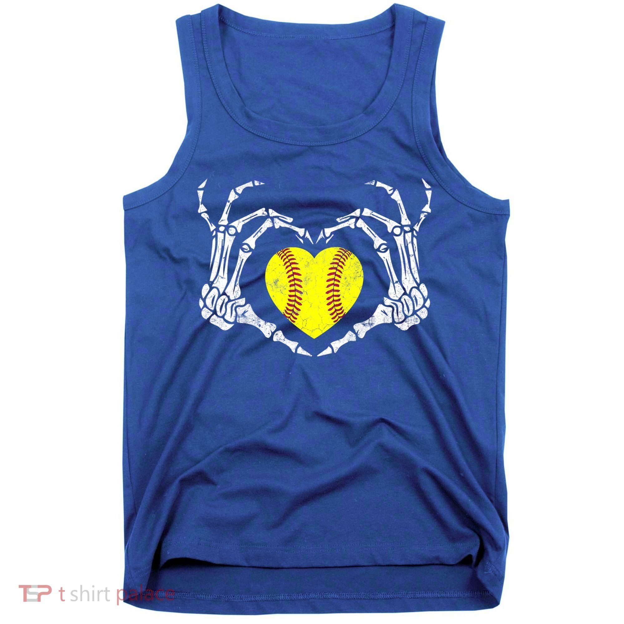 Softball Heart Skeleton Hand Halloween Costume Great Gift Tank Top