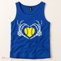 Softball Heart Skeleton Hand Halloween Costume Great Gift Tank Top thumb 2