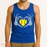Softball Heart Skeleton Hand Halloween Costume Great Gift Tank Top thumb 3