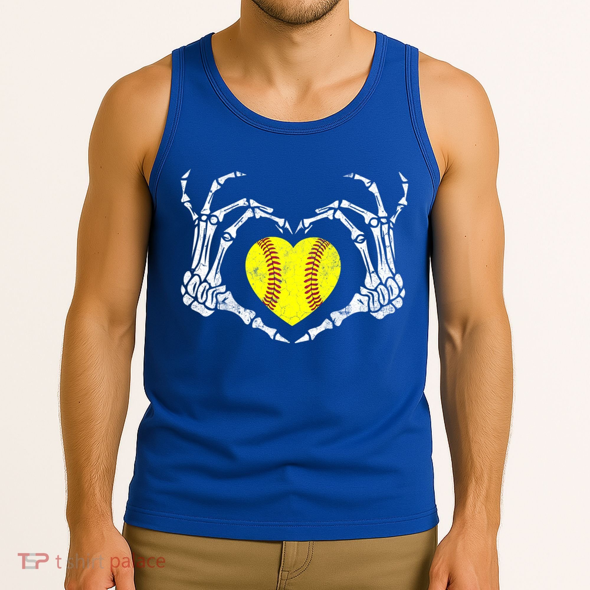 Softball Heart Skeleton Hand Halloween Costume Great Gift Tank Top