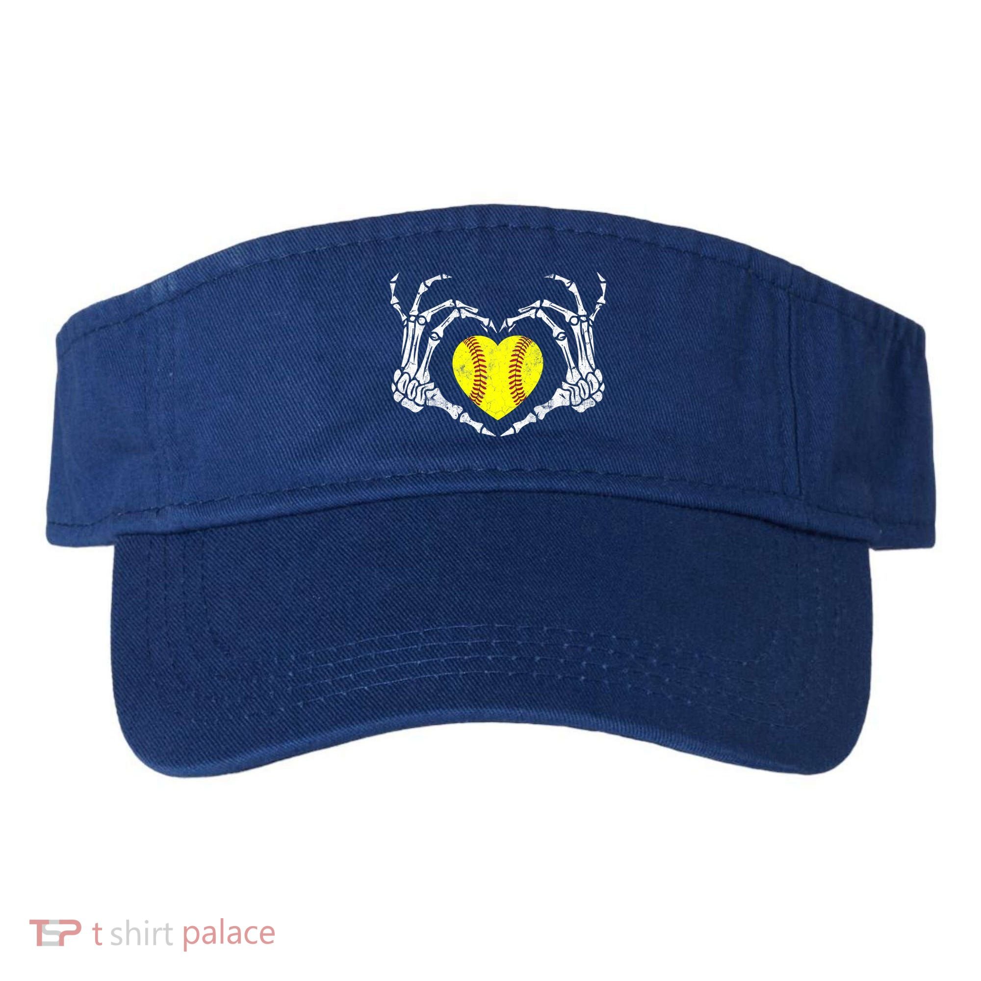 Softball Heart Skeleton Hand Halloween Costume Great Gift Visor
