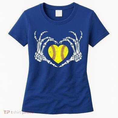 Softball Heart Skeleton Hand Halloween Costume Great Gift Women's T-Shirt