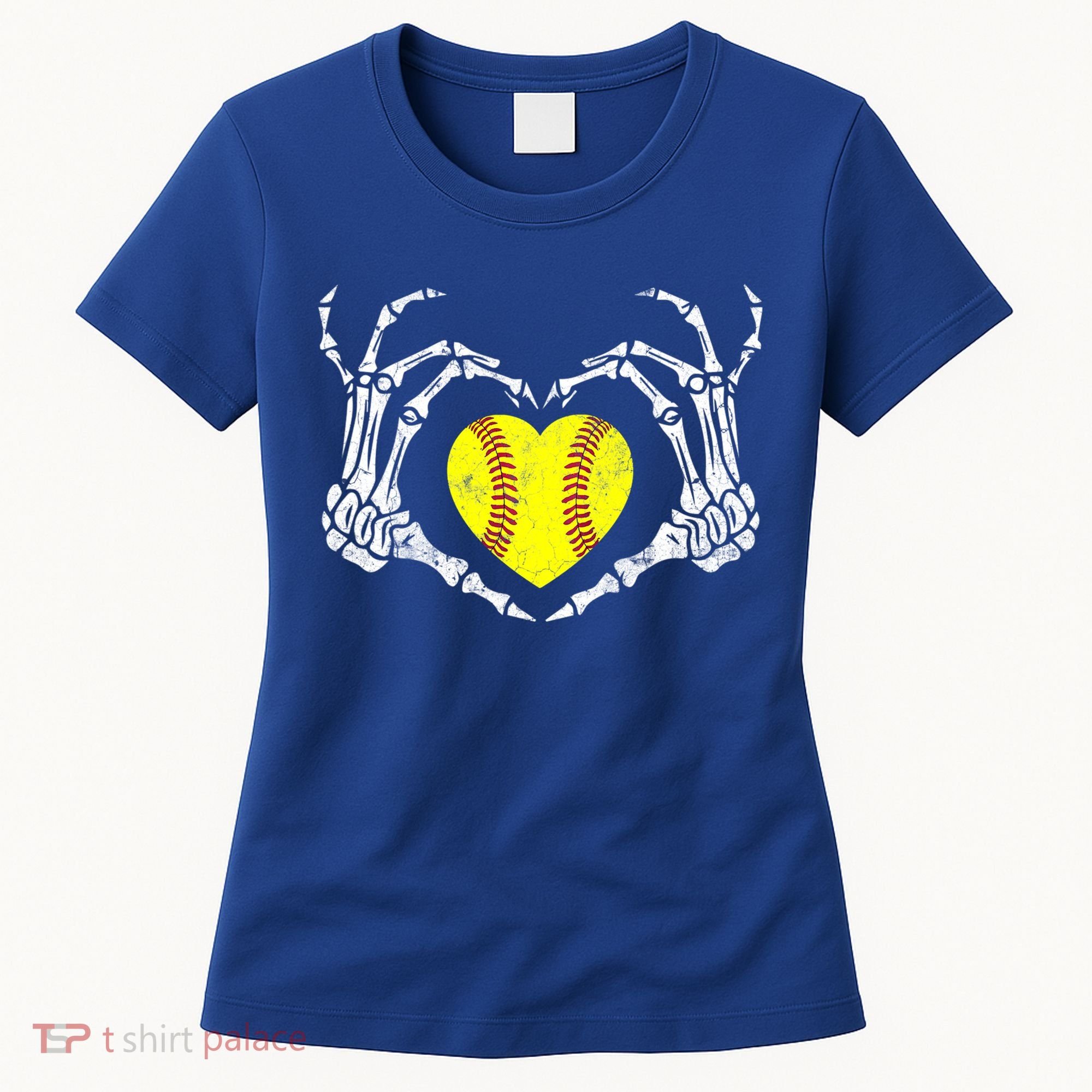 Softball Heart Skeleton Hand Halloween Costume Great Gift Women's T-Shirt