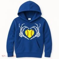 Softball Heart Skeleton Hand Halloween Costume Great Gift Kids Hoodie thumb 0