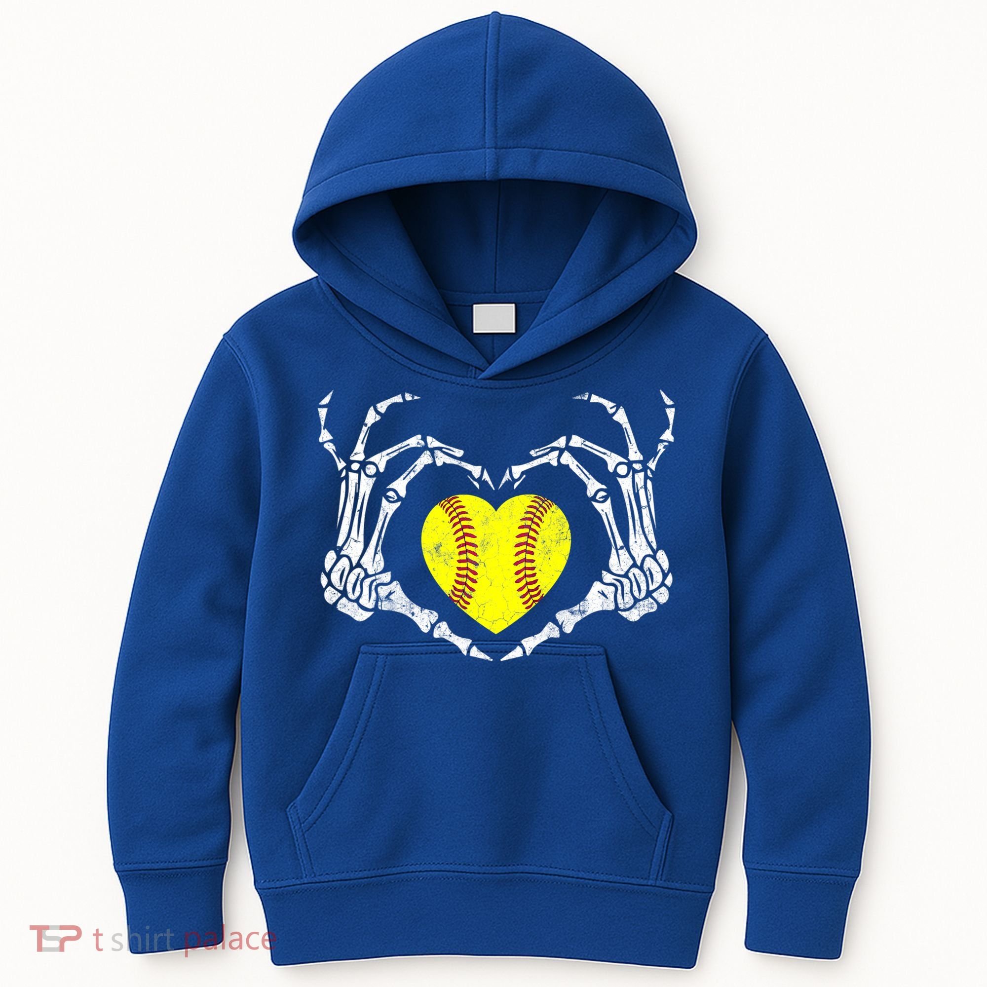 Softball Heart Skeleton Hand Halloween Costume Great Gift Kids Hoodie