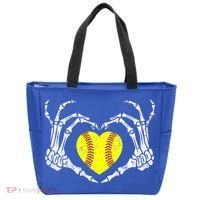 Softball Heart Skeleton Hand Halloween Costume Great Gift Tote Bag thumb 0