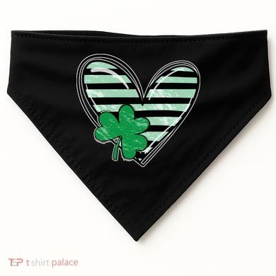 Shamrock Heart St Patrick Day Cute USA-Made Doggie Bandana