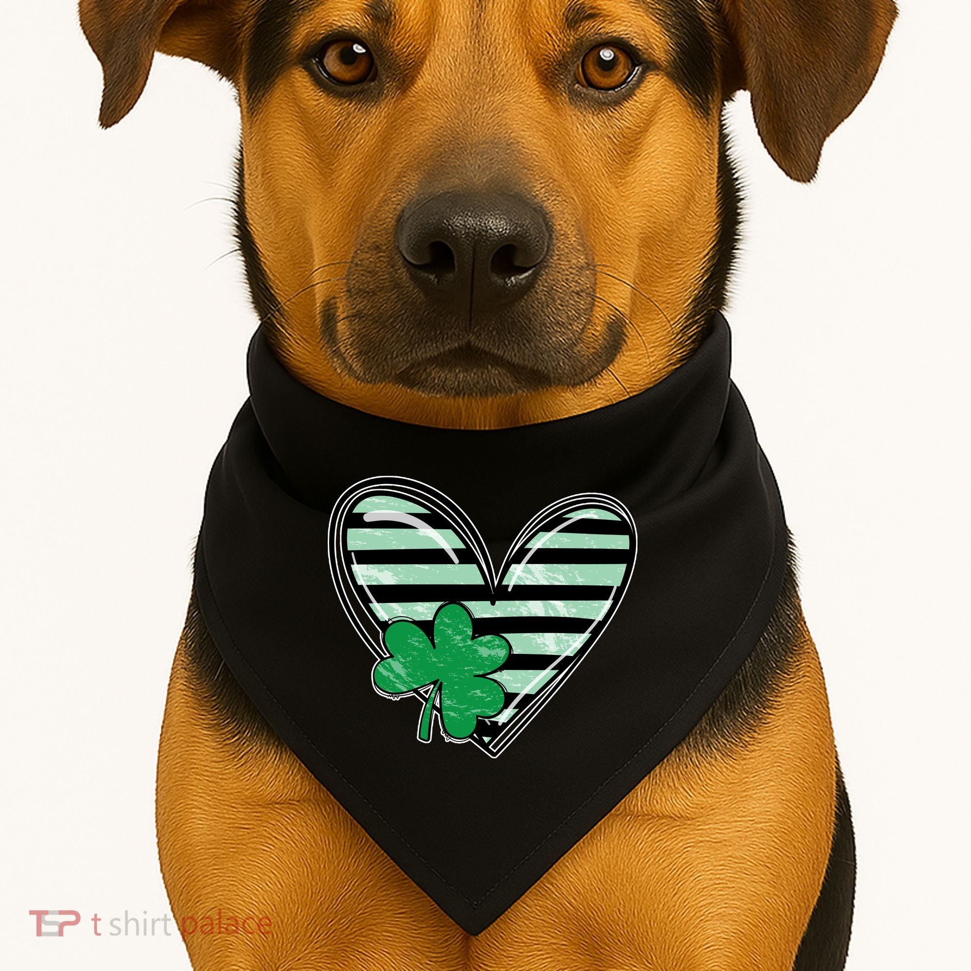 Shamrock Heart St Patrick Day Cute USA-Made Doggie Bandana
