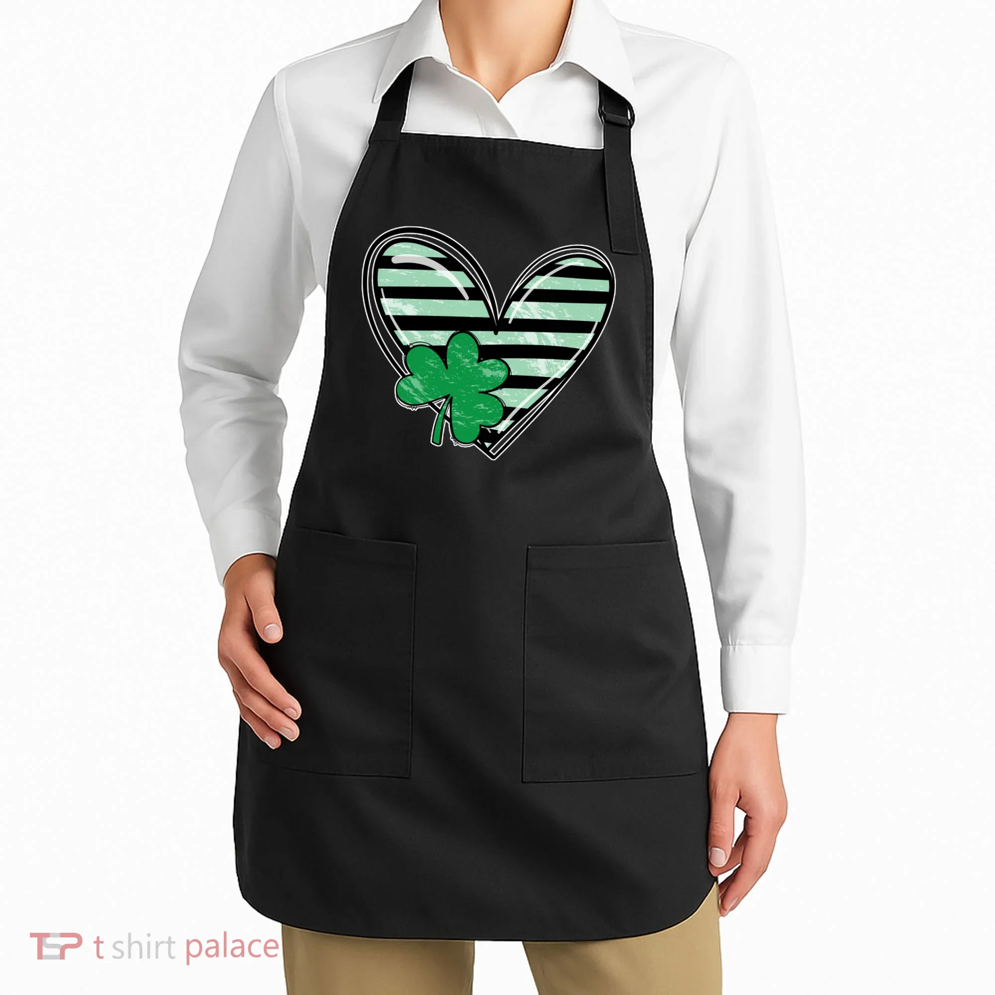 Shamrock Heart St Patrick Day Cute Apron