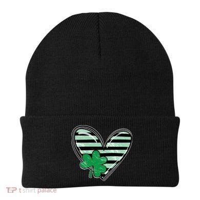 Shamrock Heart St Patrick Day Cute Beanie