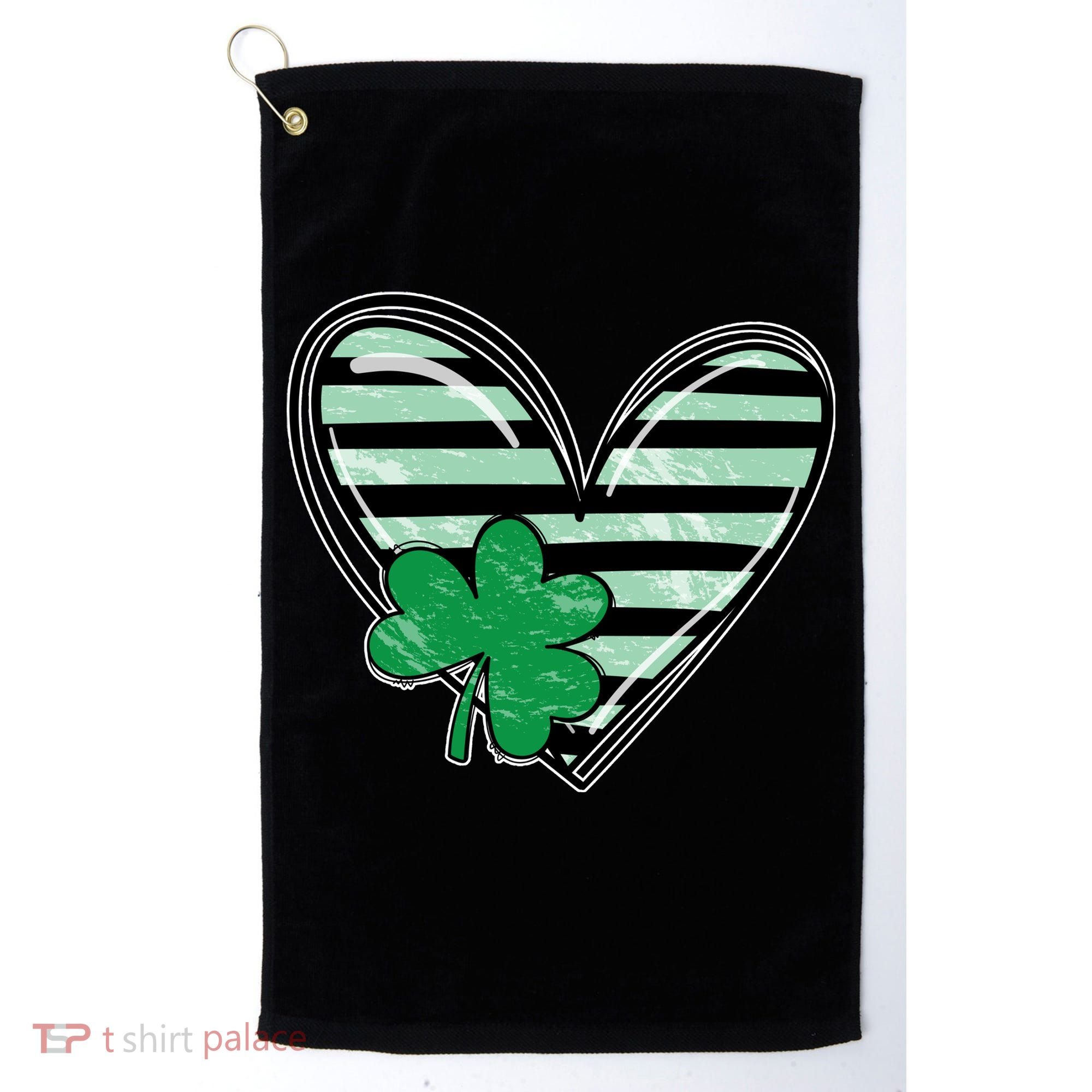 Shamrock Heart St Patrick Day Cute Golf Towel