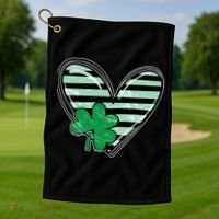 Shamrock Heart St Patrick Day Cute Golf Towel thumb 1