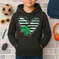 Shamrock Heart St Patrick Day Cute Kids Hoodie thumb 2