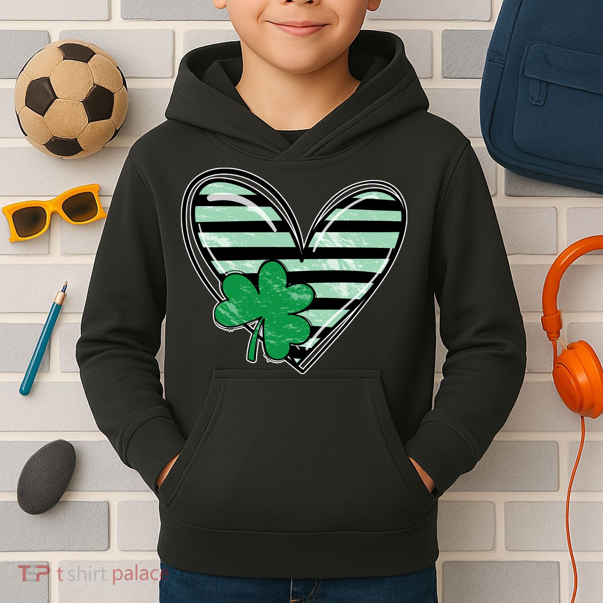 Shamrock Heart St Patrick Day Cute Kids Hoodie