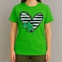 Shamrock Heart St Patrick Day Cute T-Shirt thumb 4
