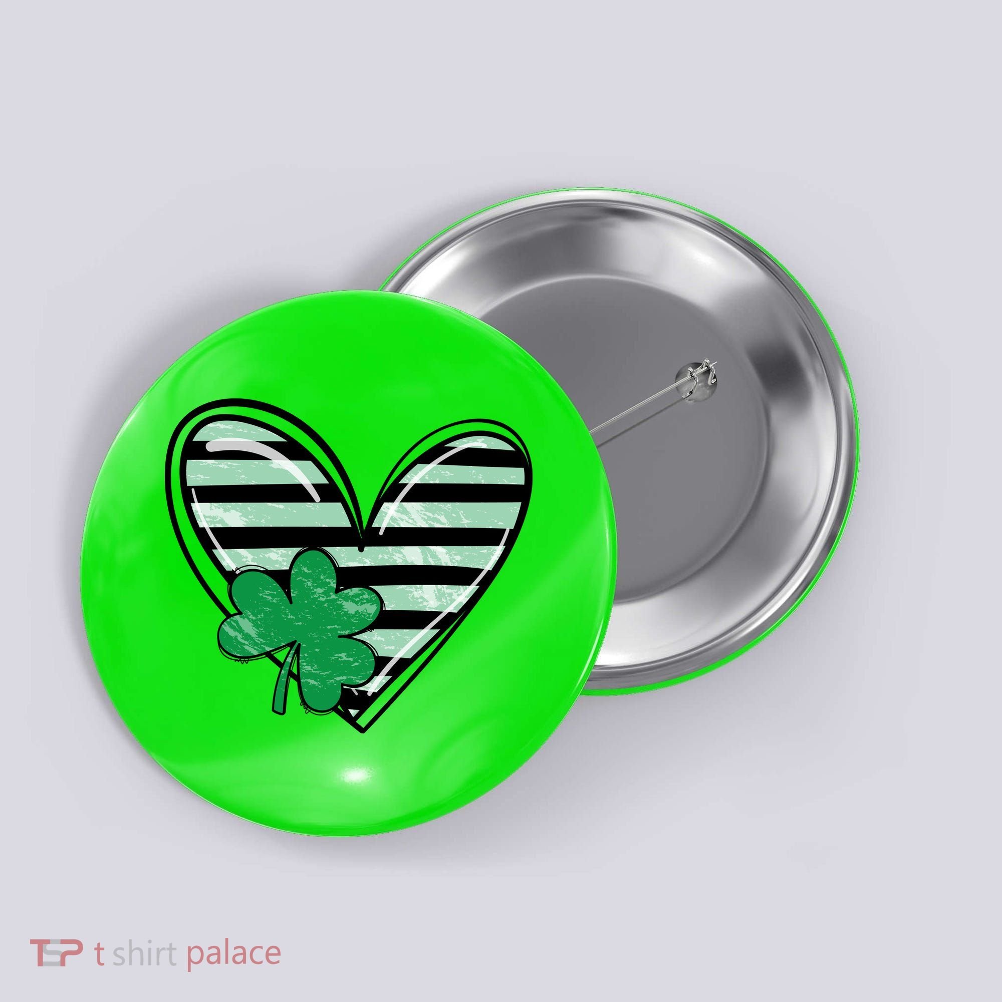 Shamrock Heart St Patrick Day Cute Button