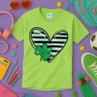 Shamrock Heart St Patrick Day Cute Kids T-Shirt thumb 3