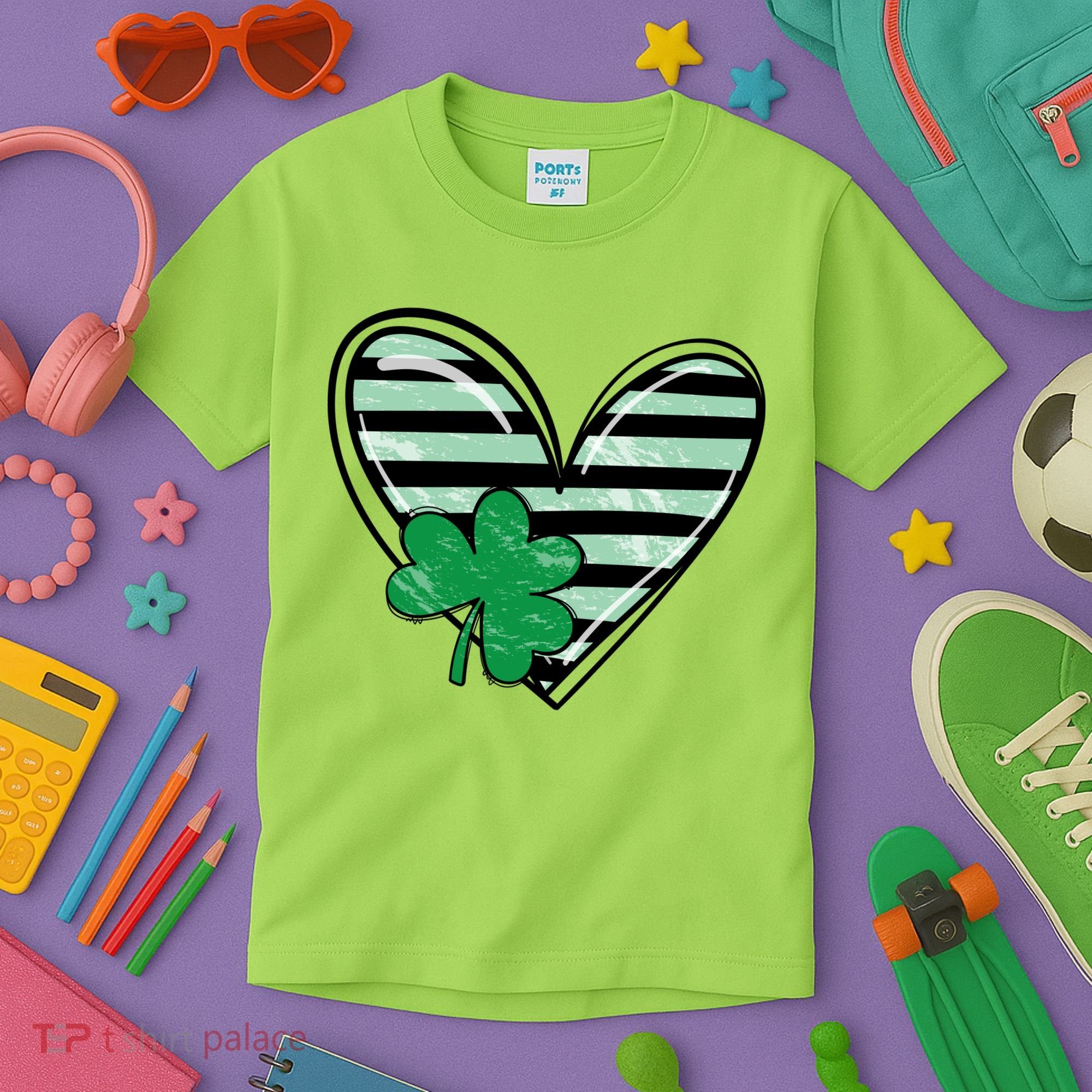Shamrock Heart St Patrick Day Cute Kids T-Shirt