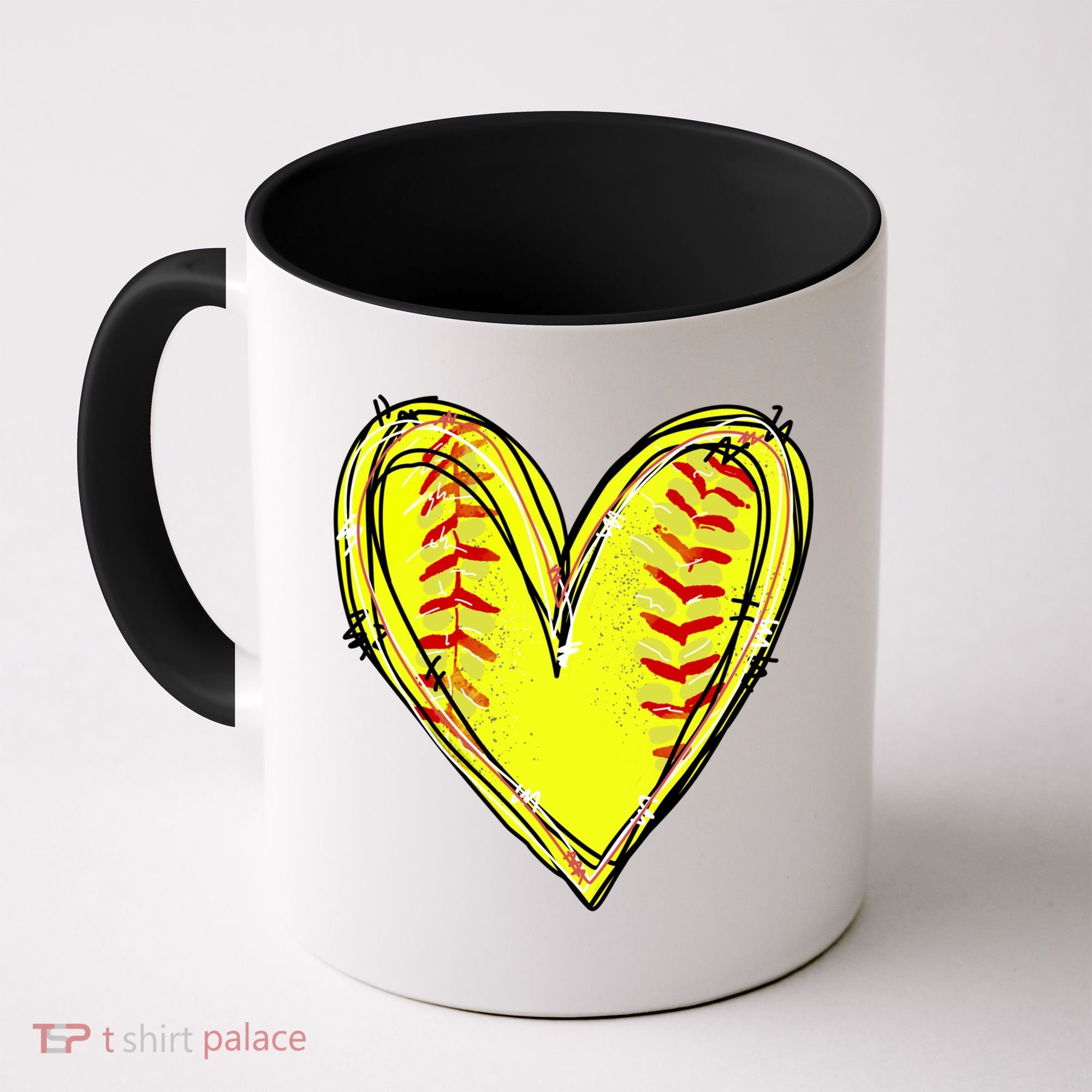 Softball Heart Softball Game Day Softball Mom Lovers Gift Coffee Mug