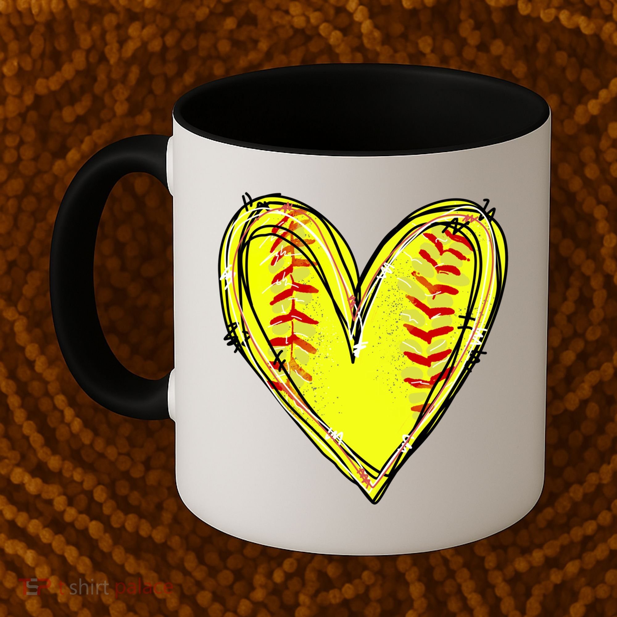 Softball Heart Softball Game Day Softball Mom Lovers Gift Coffee Mug