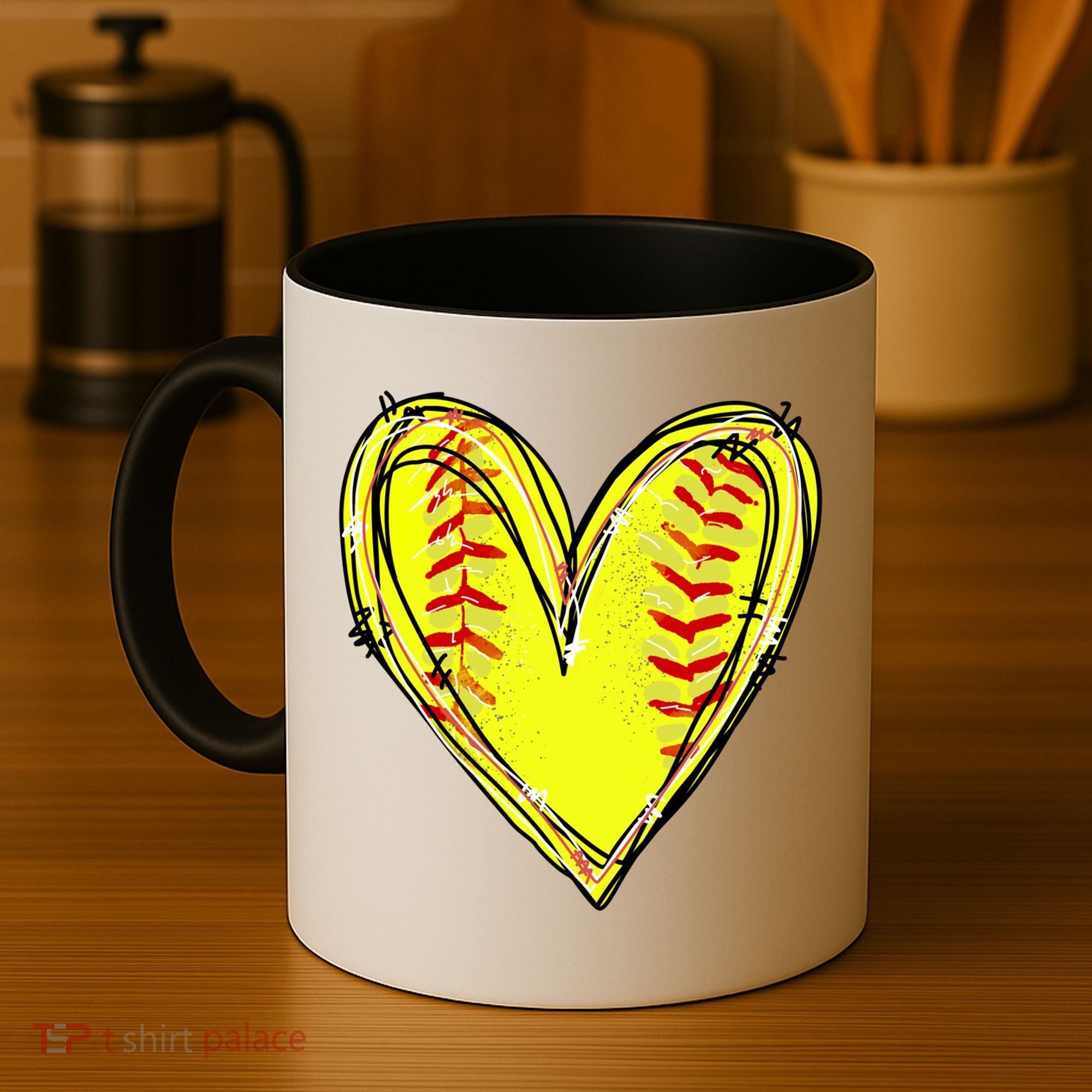 Softball Heart Softball Game Day Softball Mom Lovers Gift Coffee Mug