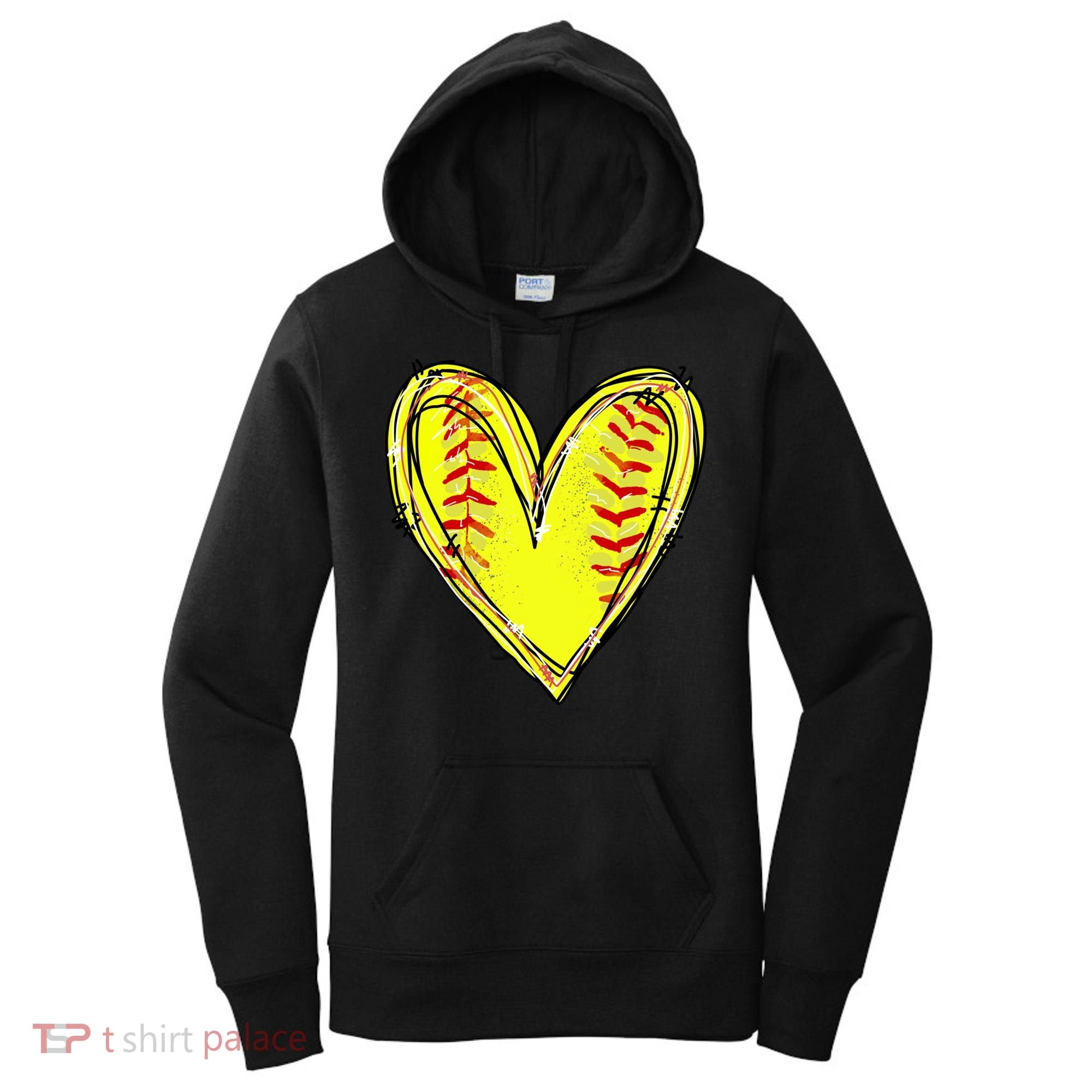 Softball Heart Softball Game Day Softball Mom Lovers Gift Women's Hoodie